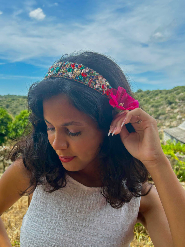Jewel gem headband
Regal headband
Elegant headband
Statement headband
Luxury hair accessory
Plush headband
Fashion headband
Trendy headband
Stylish headband
Glamour headband
Decorative headband